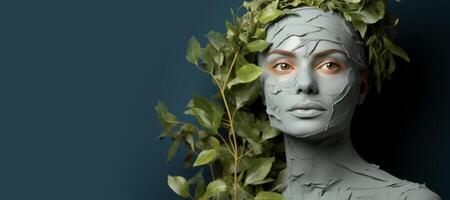 ai généré fille avec une cosmétique masque sur sa visage fermer portrait génératif ai photo