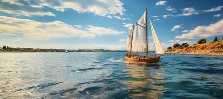 ai généré voile yacht à mer bannière génératif ai photo