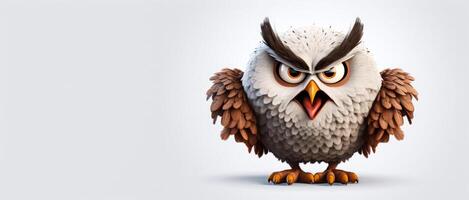 ai généré hibou dans Animé style sur une blanc Contexte génératif ai photo