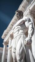 ai généré marbre statue de une musclé homme génératif ai photo