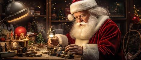 ai généré Père Noël claus fait du cadeaux pour les enfants génératif ai photo