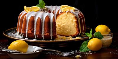 ai généré citron caramel gâteau génératif ai photo