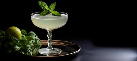 ai généré martini avec feuilles génératif ai photo