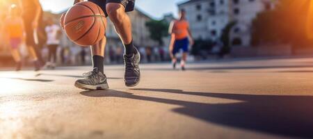 ai généré basketball dribble dynamique génératif ai photo