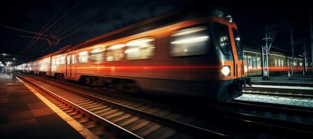 ai généré passager train à nuit photo