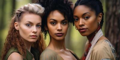 ai généré portrait de multiracial femmes génératif ai photo