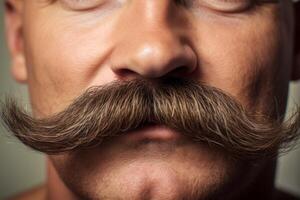 ai généré grand Masculin moustache fermer génératif ai photo