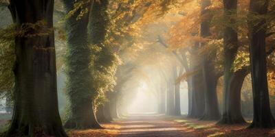 ai généré l'automne forêt ruelle génératif ai photo