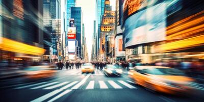 ai généré flou abstrait défocalisé ville scène pendant se ruer heure génératif ai photo