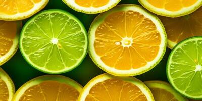 ai généré tranché citron et citron vert texture génératif ai photo