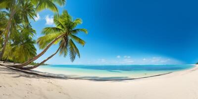 ai généré paume arbre sur le plage génératif ai photo