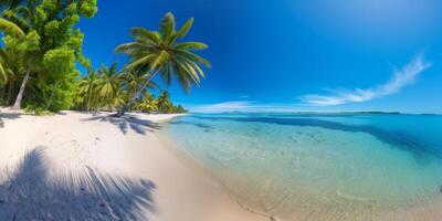 ai généré paume arbre sur le plage génératif ai photo