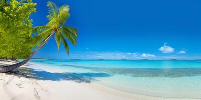 ai généré paume arbre sur le plage génératif ai photo