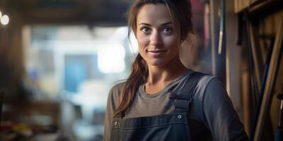 ai généré fille Charpentier dans le atelier génératif ai photo