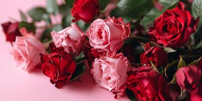 ai généré des roses sur une rose Contexte la Saint-Valentin journée de la mère journée génératif ai photo