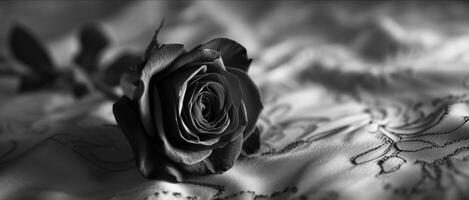 ai généré noir Rose fleur sur le lit génératif ai photo