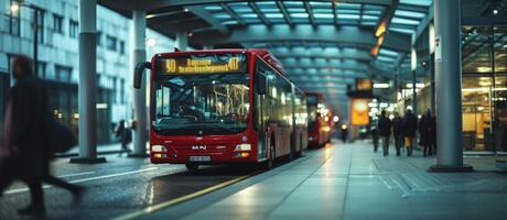 Publique transport autobus à une Arrêtez photo