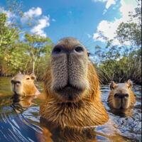 magnifique capybara dans la nature photo