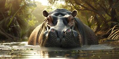 hippopotame dans le sauvage photo