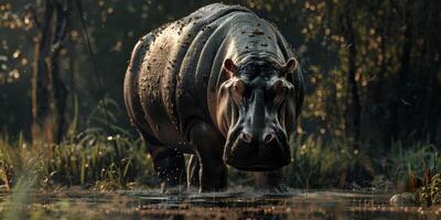 hippopotame dans le sauvage photo