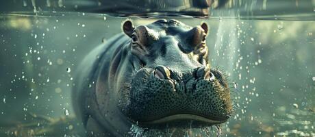 hippopotame dans le sauvage photo