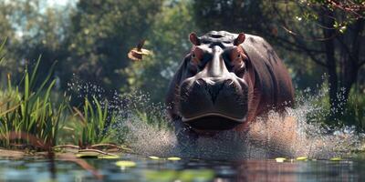 hippopotame dans le sauvage photo