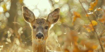 chevreuil cerf sur flou Contexte faune photo