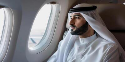 arabe homme d'affaire dans une affaires jet photo