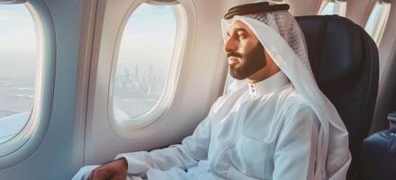 arabe homme d'affaire dans une affaires jet photo