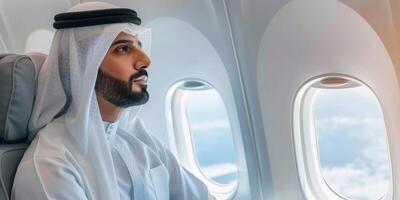 arabe homme d'affaire dans une affaires jet photo