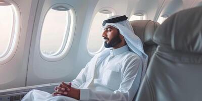 arabe homme d'affaire dans une affaires jet photo