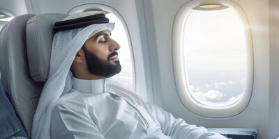 arabe homme d'affaire dans une affaires jet photo