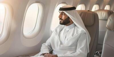 arabe homme d'affaire dans une affaires jet photo