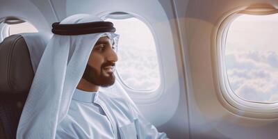 arabe homme d'affaire dans une affaires jet photo