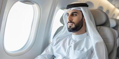 arabe homme d'affaire dans une affaires jet photo