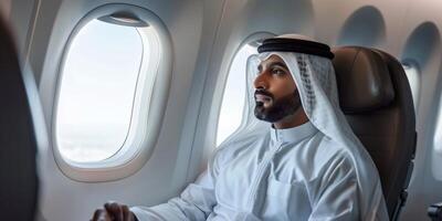 arabe homme d'affaire dans une affaires jet photo