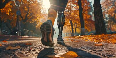 désactivée la personne avec prothèse le jogging photo
