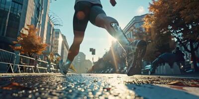 désactivée la personne avec prothèse le jogging photo