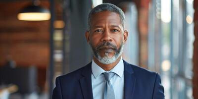 affaires portrait de une homme dans le Bureau photo