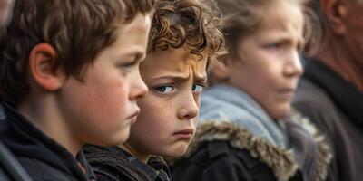 une enfant est triste à une funéraire photo