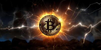 bitcoin foudre pièce de monnaie photo