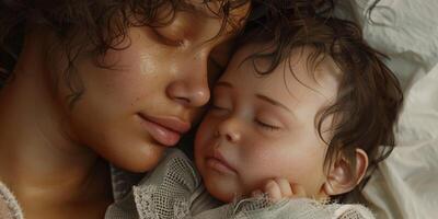 mère avec sa bébé enfant photo