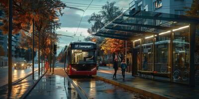 autobus Publique transport sur une ville rue photo