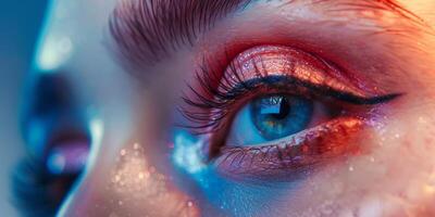 femelle yeux fermer macro maquillage photo