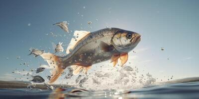 poisson sauter en dehors de le l'eau éclabousser photo