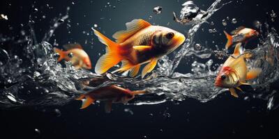 poisson rouge éclabousser dans le l'eau photo