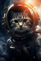 chat dans une scaphandre dans espace photo