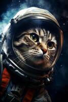 chat dans une scaphandre dans espace photo