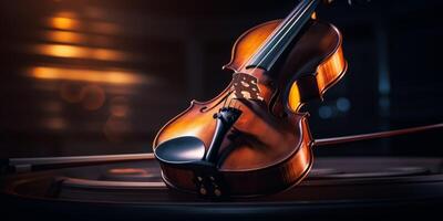 violon sur une foncé flou Contexte photo