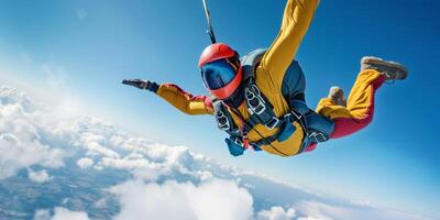 parachutiste au dessus le des nuages photo